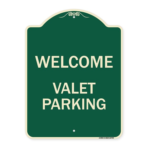 Welcome Valet Parking Heavy-Gauge Aluminum Architectural Sign, 24" x 18", G-1824-22704